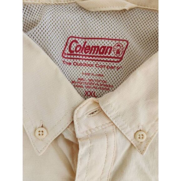 Coleman 2X YELLOW Fishing, Vented Casual Short Sleeve Button Up with velcro and - Picture 3 of 10